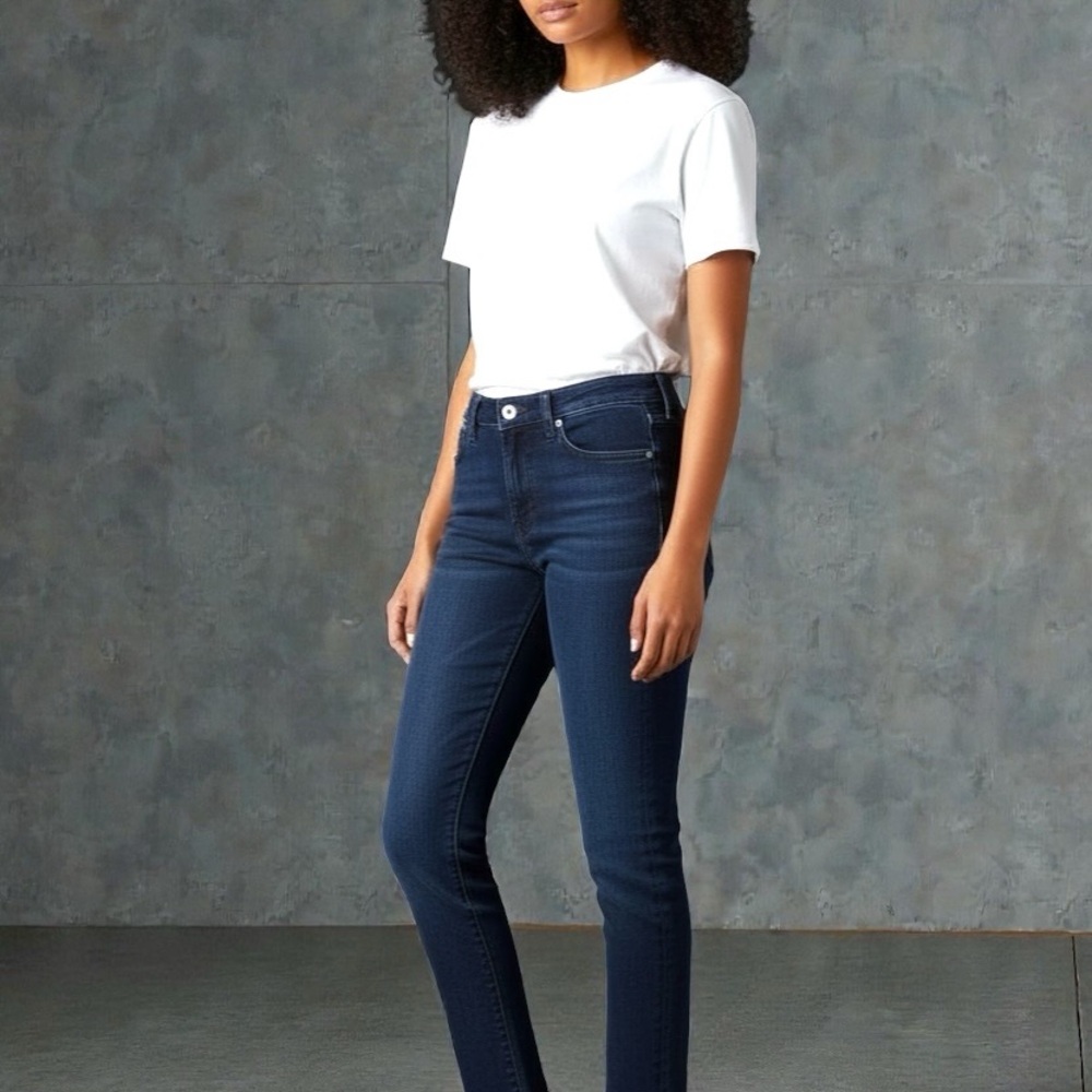 Ag Adriano Goldschmied Dark Blue Stevie Ankle Slim Straight Ankle Jeans